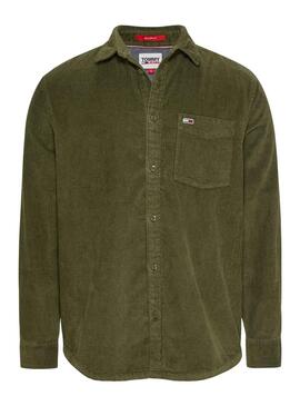Chemise Tommy Jeans Relaxed Corduroy Vert Homme