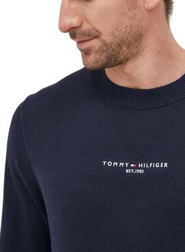 Pull Tommy Hilfiger Embro Crew Bleu Marine Homme