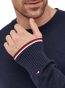 Pull Tommy Hilfiger Embro Crew Bleu Marine Homme