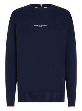 Pull Tommy Hilfiger Embro Crew Bleu Marine Homme