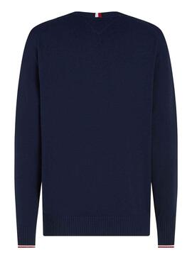 Pull Tommy Hilfiger Embro Crew Bleu Marine Homme