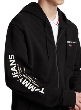 Sweat Tommy Jeans Rég Entry Zip Noire Homme