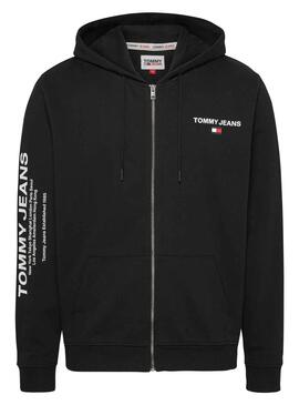 Sweat Tommy Jeans Rég Entry Zip Noire Homme