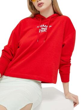 Sweat Tommy Jeans Relaxed Essential Rouge Femme