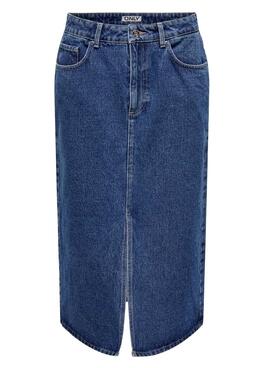 Jupe Denim Only Biamjca Midi Medium Bleu Femme