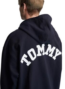 Sweat Tommy Jeans Zip Bleu Marine pour Homme