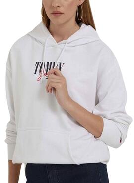 Sweat Tommy Jeans Essential Logo 1 Blanc Femme