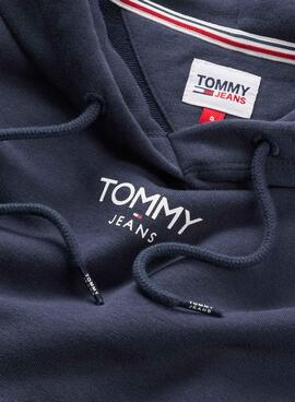 Sweat Tommy Jeans Relaxed Logo Bleu Marine Femme