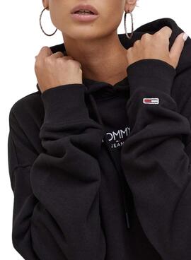 Robe Tommy Jeans Logo Hoodie Noire Femme