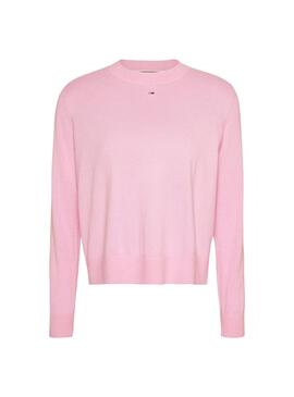 Pull Tommy Jeans Essential Crew Rosa pour Femme
