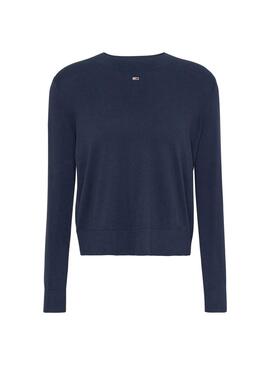 Pull Tommy Jeans Essential Crew Bleu Marine Femme