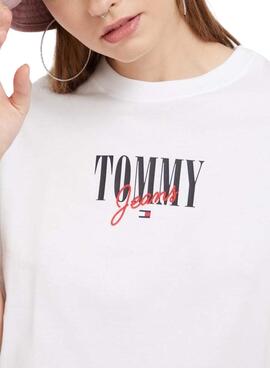 T-Shirt Tommy Jeans Essential Logo Blanc Femme