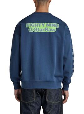 Sweat G-Star Moto Sport Bleu pour Homme