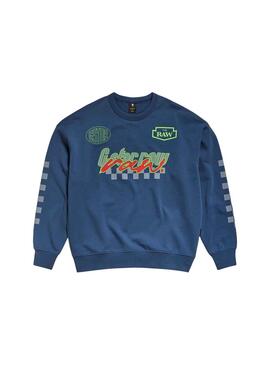 Sweat G-Star Moto Sport Bleu pour Homme