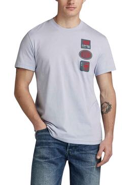 T-Shirt G-Star Multi Badge Gris pour Homme