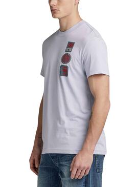 T-Shirt G-Star Multi Badge Gris pour Homme