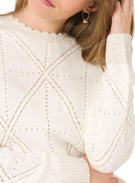 Pull Naf Naf Brouillons Beige pour Femme