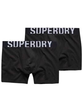 Slip Superdry Double Logo Noire pour Homme