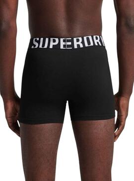 Slip Superdry Double Logo Noire pour Homme