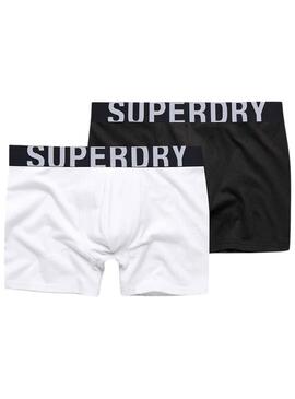 Slip Superdry double Logo Blanc Noire Homme