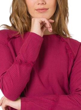 T-Shirt Naf Naf Parme Fucsia pour Femme