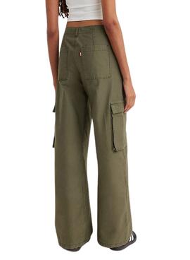 Pantalon Levis Cargo Baggy Vert pour Femme