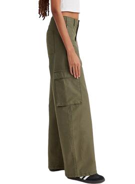 Pantalon Levis Cargo Baggy Vert pour Femme