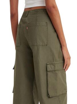 Pantalon Levis Cargo Baggy Vert pour Femme