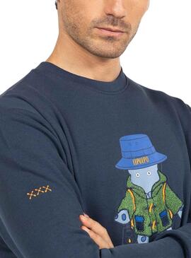 Sweat El Pulpo Explorer Bleu Marine pour Homme