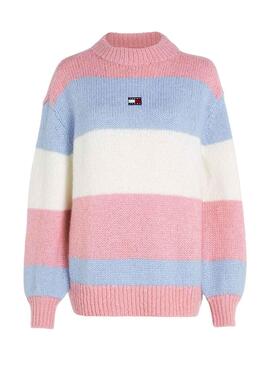 Pull Tommy Jeans Couleur Block Rose pour Femme