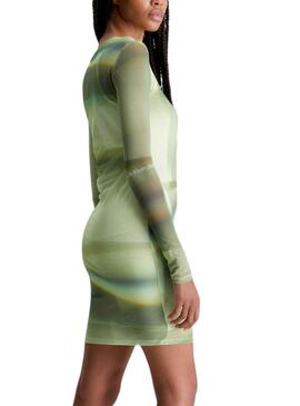 Robe Calvin Klein Illuminé Vert Femme