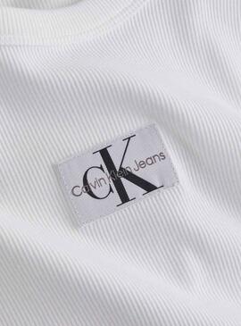 T-Shirt Calvin Klein tissé Label Blanc Femme