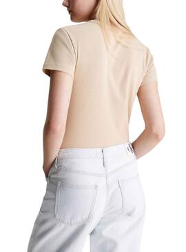 T-Shirt Calvin Klein tissé Label Beige pour Femme