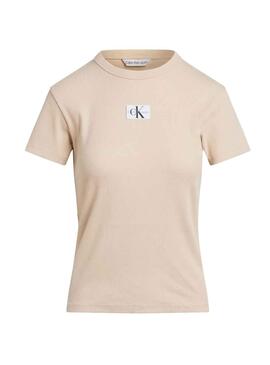 T-Shirt Calvin Klein tissé Label Beige pour Femme