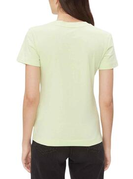 T-Shirt Calvin Klein Monologo Slim Vert Femme
