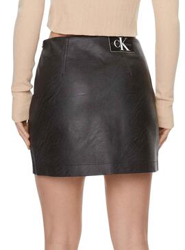 Jupe Calvin Klein Faux Leather Noire pour Femme