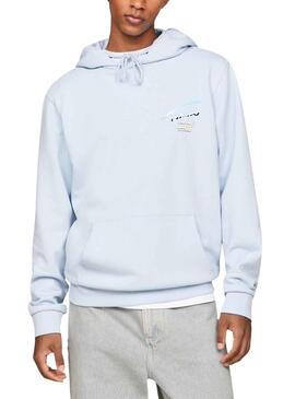 Sweat Tommy Jeans Reg MeADN métallique Bleu Homme