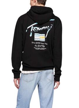 Sweat Tommy Jeans Reg Metallique Noire Homme
