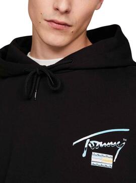 Sweat Tommy Jeans Reg Metallique Noire Homme