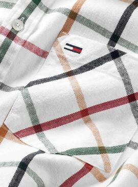 Chemise Tommy Jeans Reg Check Flanelle Blanc Homme