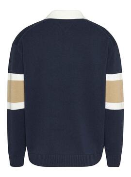 Pull Tommy Jeans Rugby Vert pour Homme