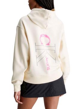Sweat Calvin Klein Back Bold Jumpsuitlogo Beige