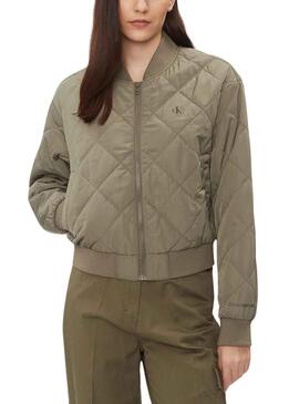 Bomber Calvin Klein Jeans Quilted Vert pour Femme