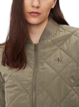 Bomber Calvin Klein Jeans Quilted Vert pour Femme