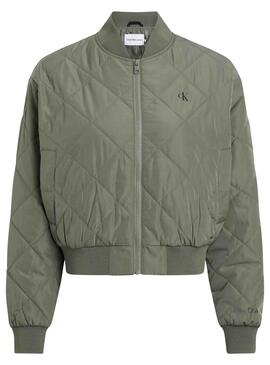 Bomber Calvin Klein Jeans Quilted Vert pour Femme