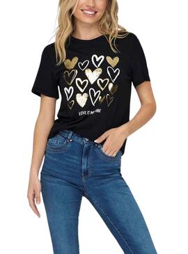 T-Shirt Only Marie Noire et Dorado pour Femme