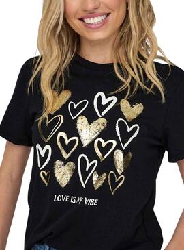 T-Shirt Only Marie Noire et Dorado pour Femme