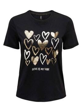 T-Shirt Only Marie Noire et Dorado pour Femme