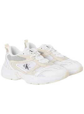 Baskets Calvin Klein Retro Tennis Blanc Femme