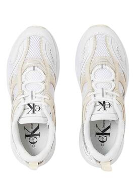 Baskets Calvin Klein Retro Tennis Blanc Femme
